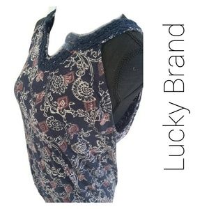 Lucky Brand Cute Top Blouse sz. Medium Blue Pink